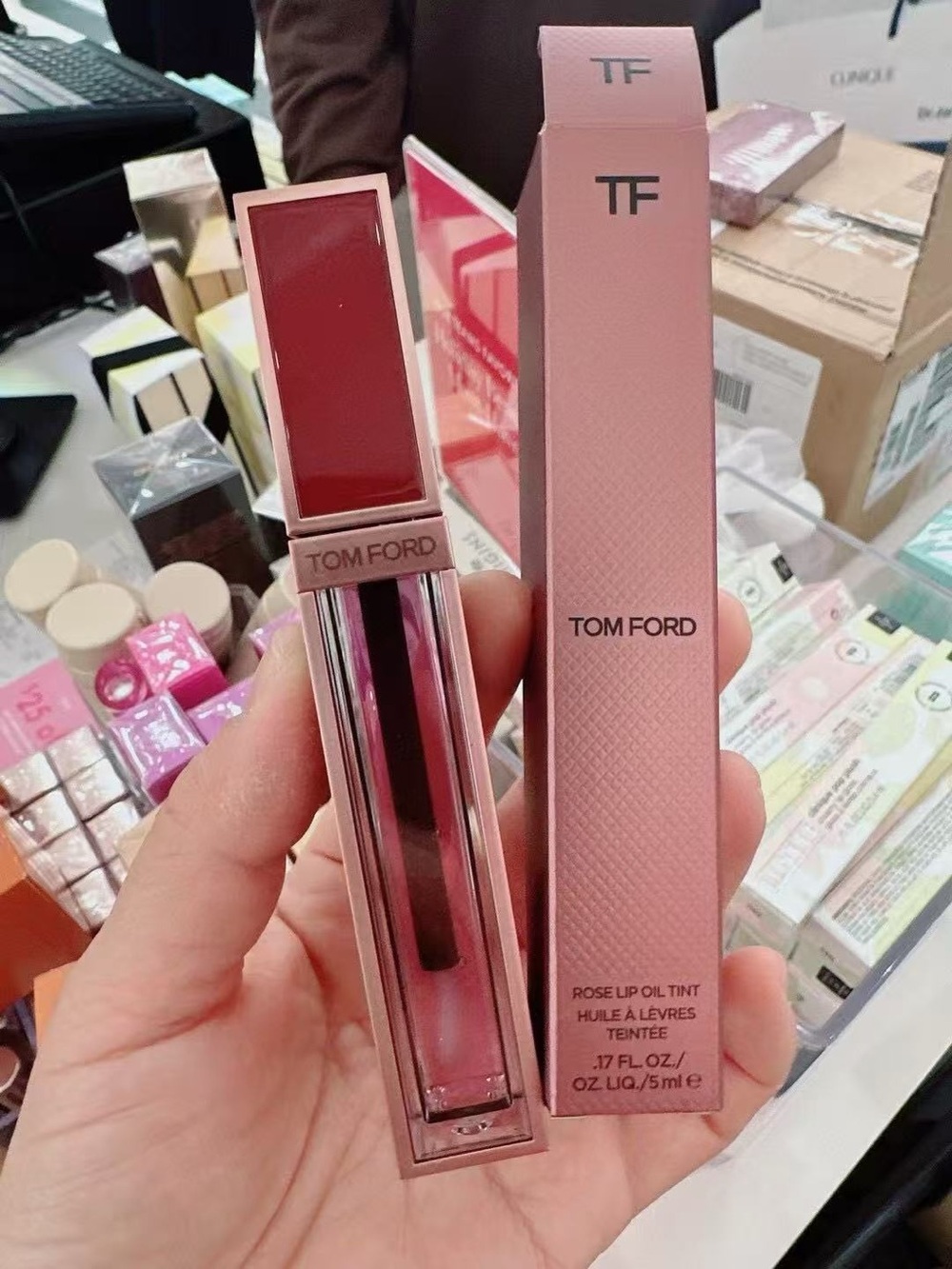 NIB Tom Ford Rose Lip Oil Tint — Rose Pink 5ml